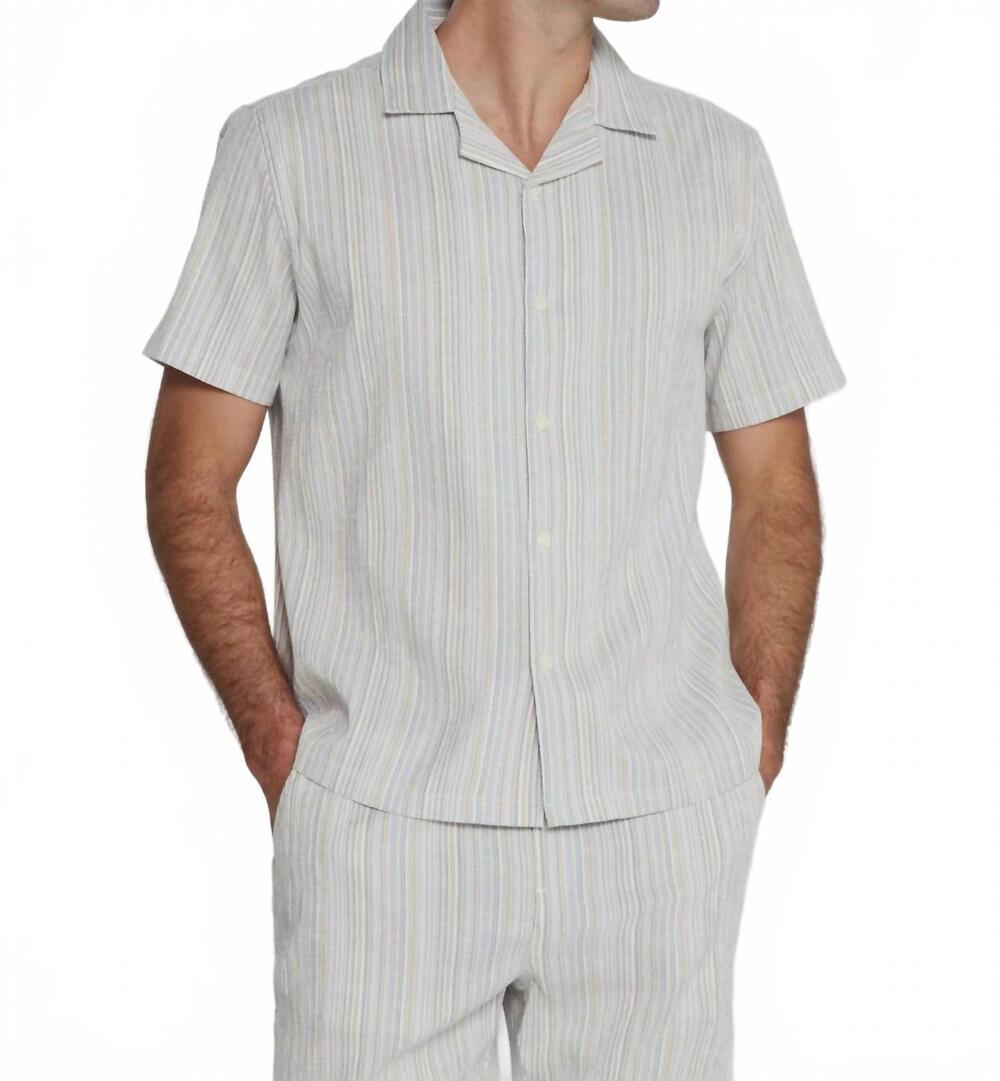 NEW 7DIAMONDS the verve striped camp shirt in blue